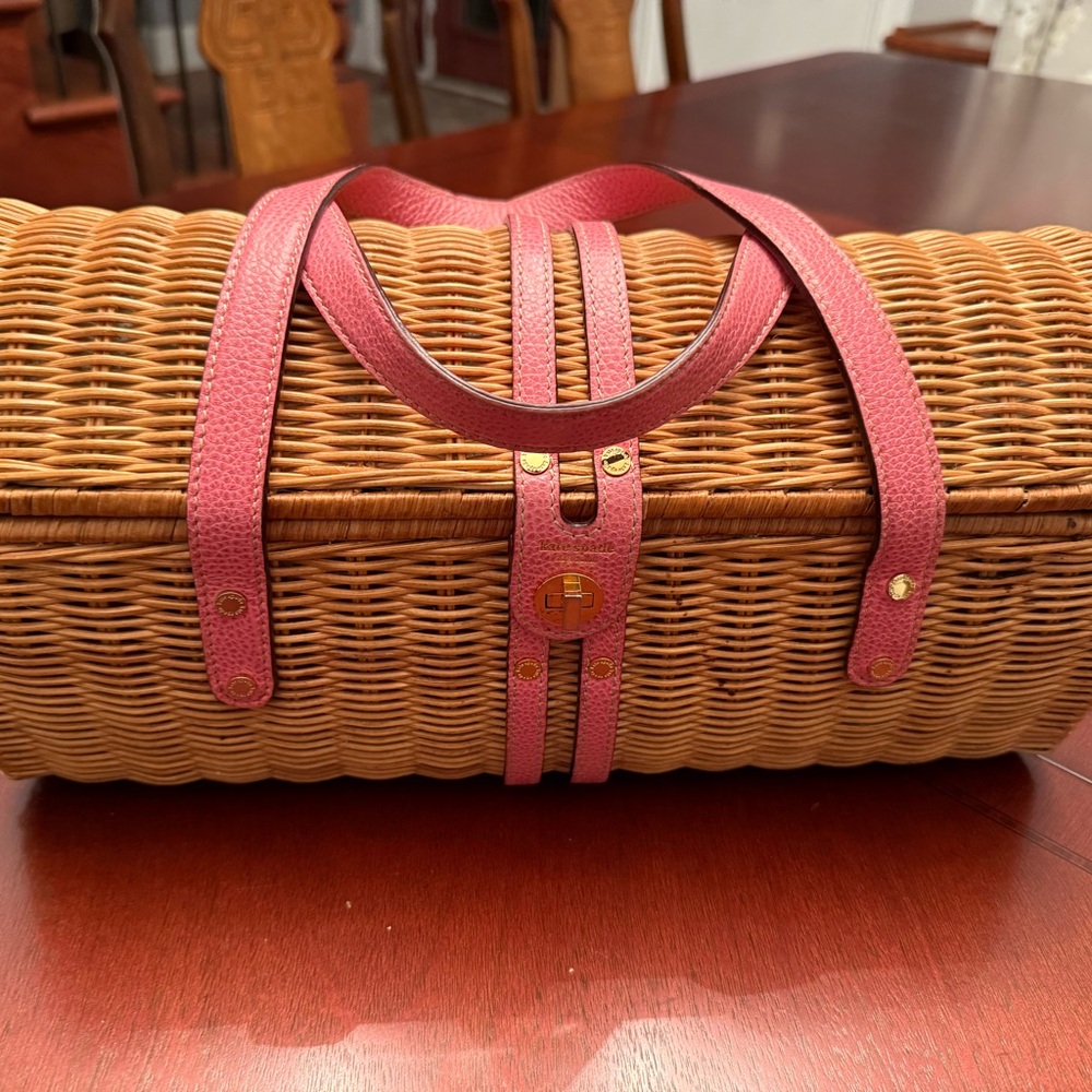 Kate Spade Pink and Brown Wicker Tote